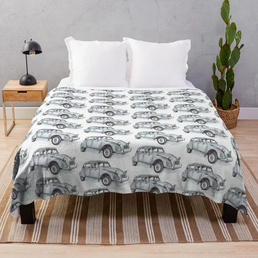 

Citroen 2CV Car Biro Drawing Throw Blanket Luxury St Beach Blankets
