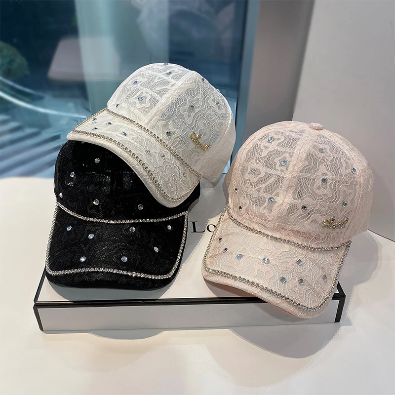

Summer Thin Breathable Baseball Caps Women Glittering Rhinestone Visors Cap Outdoors Adjsuatble 5 Colors Sun Protection 2022