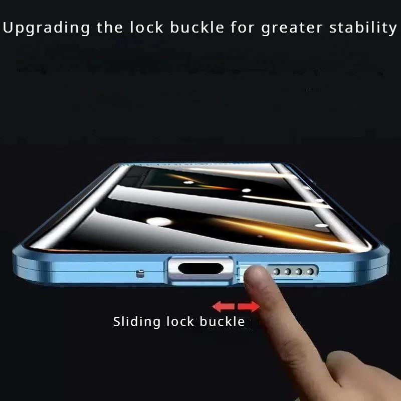 Enhanced Privacy Protection Metal Phone Case with Double-Sided Tempered Glass