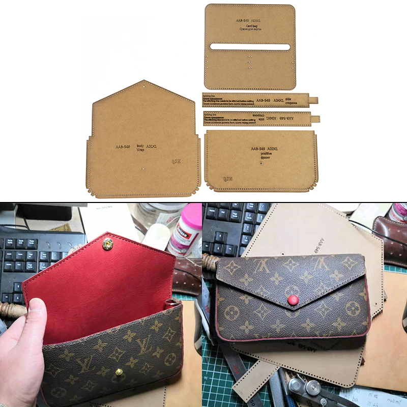 DIY Leather Messenger Bag Sewing Stencils Shoulder Bag Mold Kraft Paper Template Leather Craft Paper Design Drawing Pattern