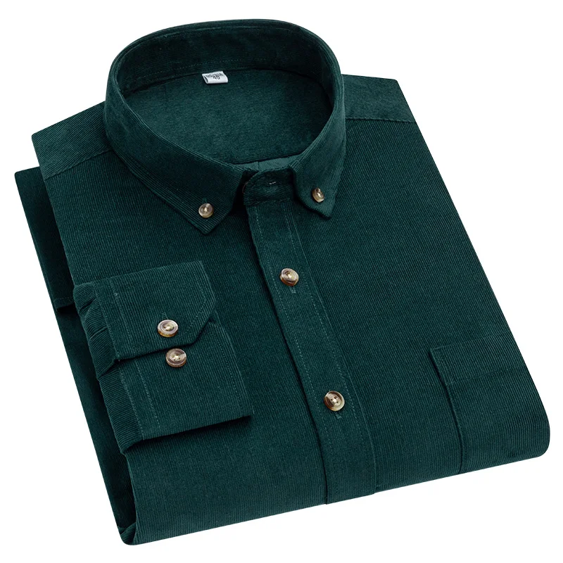 Size S-7XL Men's Corduroy Shirt Long Sleeve Cotton Casual Regular Fit Soft Comfortable Formal Dress Shirts Blouse Men Clothes