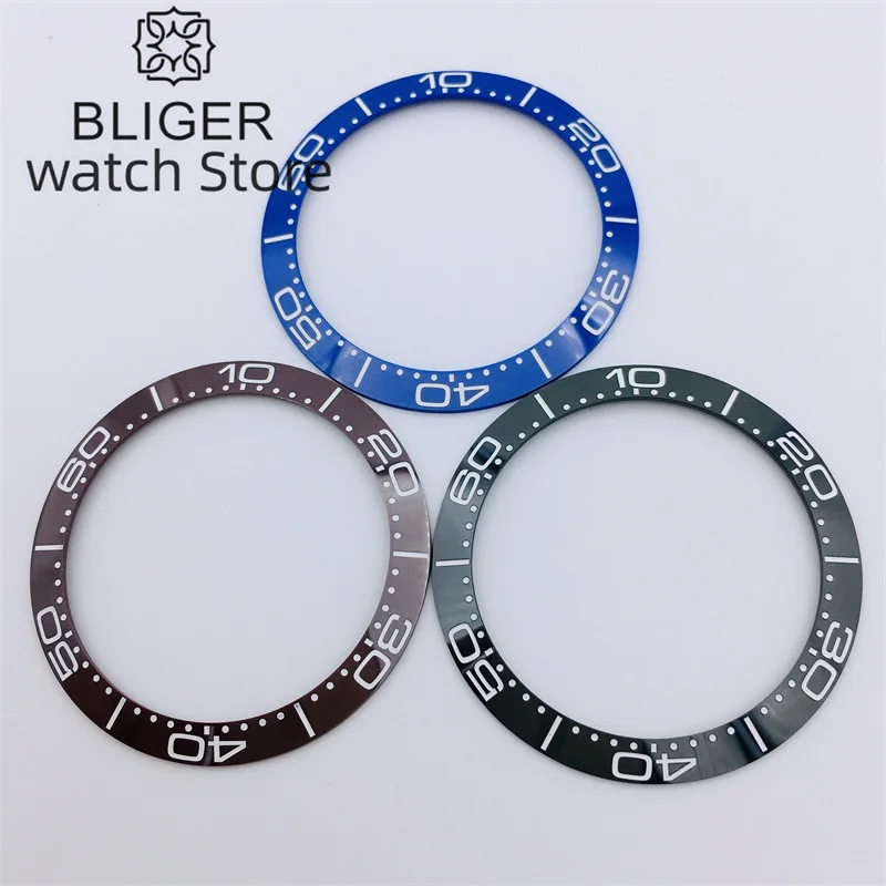 BLIGER 38mm Ceramic Watch Bezel Insert Ring Black Blue Green Color Fit 41mm Watch Case Mens Automatic Machinery Watch