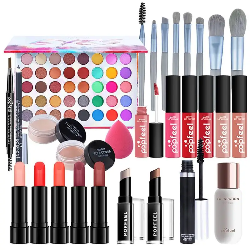

Beginner Makeup Kit Makeup Gift Sets Women Women Full Kit For Makeup Include Brush Liquid Lipstick Makeup Sponge Eyeliner Stamp