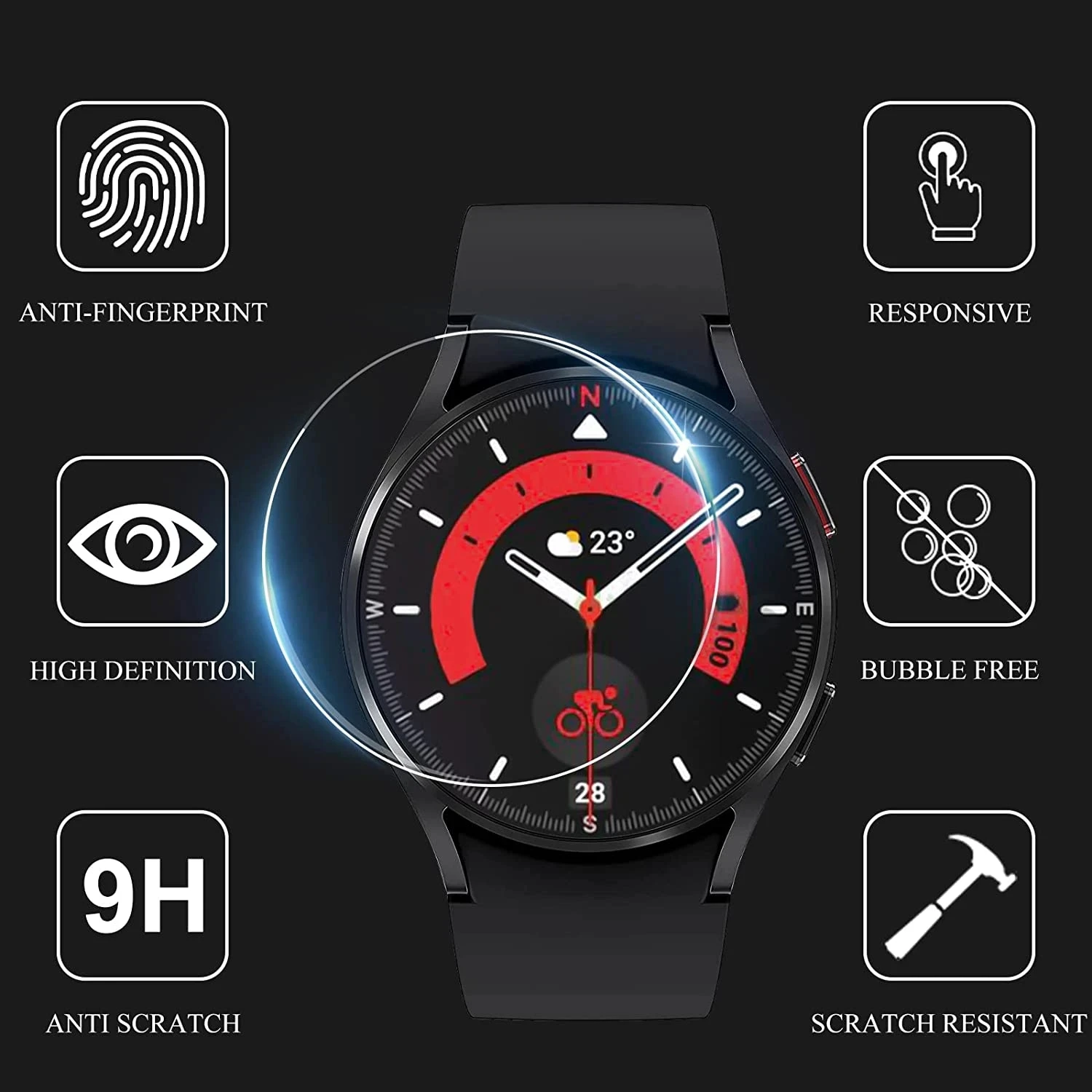 Premium Tempered Glass Screen Protector for Smartwatches – 40mm/44mm Protective Film Cover