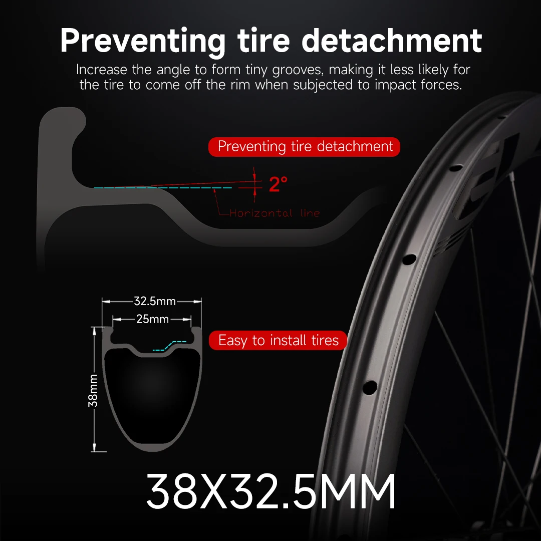 700C ENT GRAVEL Carbon Wheelset Disc Brake Cyclocross Tubeless Ready Wheels Center Lock Or 6 Bolt Lock Hub 35x32 Rim carbon bike wheelset carbon wheelset bike wheelset