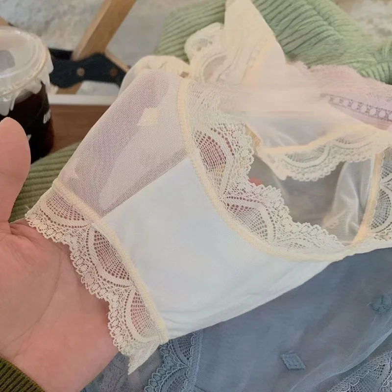 Lace Underwear Women Large Size Cotton Crotch Sexy and Breathable Briefs Summer Mid High Waisted Ultra-thin Mesh Triangle Pants