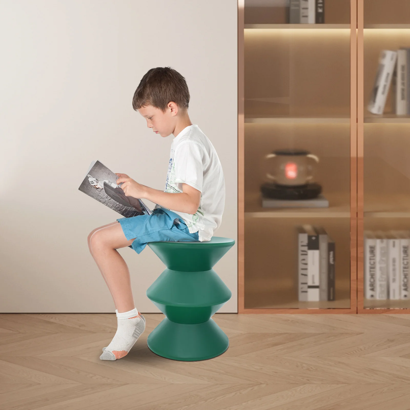Side Table PET Round Modern Sofa Side Table, Floor Standing End Table 5