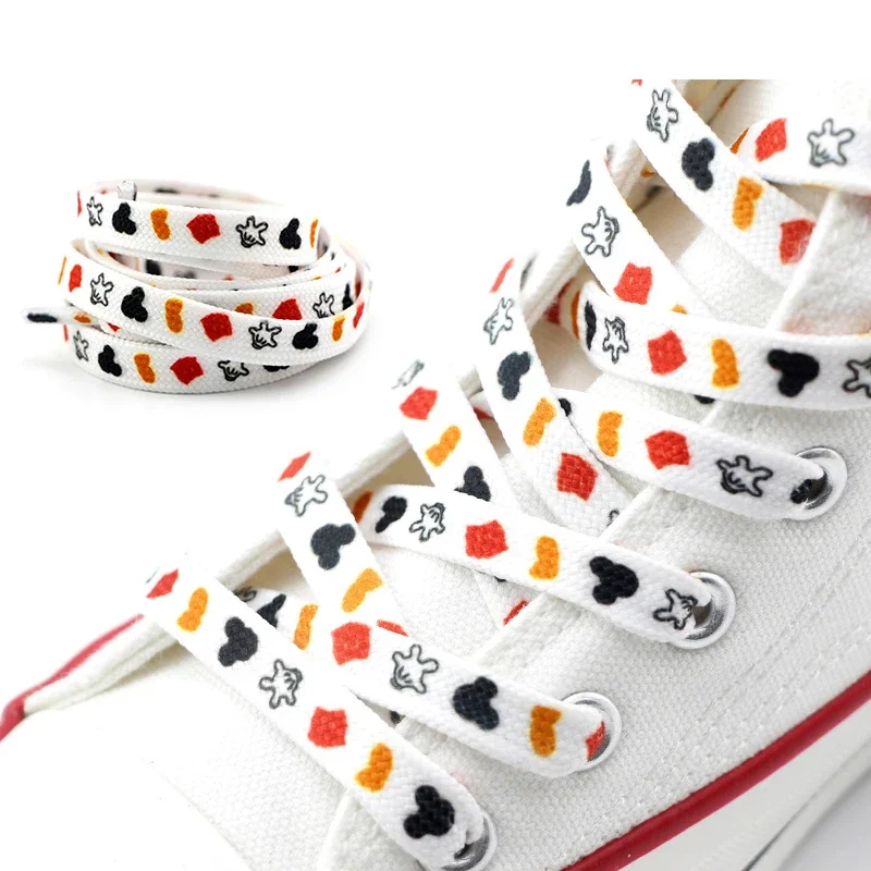 1 Pair Disney Mickey Mouse Cartoon Shoelaces Flat Popular Sport Shoes Laces Men Women Canvas Shoes Sports Casual Shoes Shoelace 4