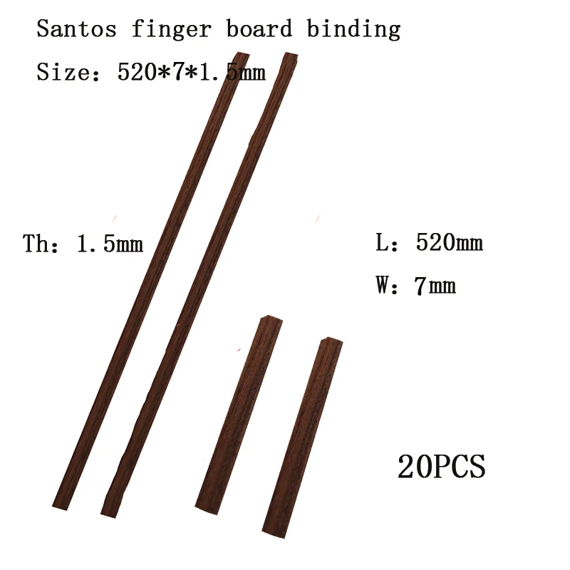 Guitar Tool 20 pcs 520*7*1.5mm Guitar Binding Fingerboard Banding Solid Wood