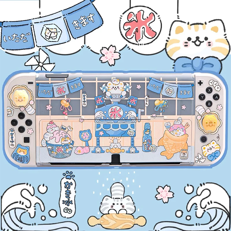 

Kawaii Cat Protective Shell For Nintendo Switch OLED Accessories Cute Switch Joycon Case For Nintendo Switch Console Games