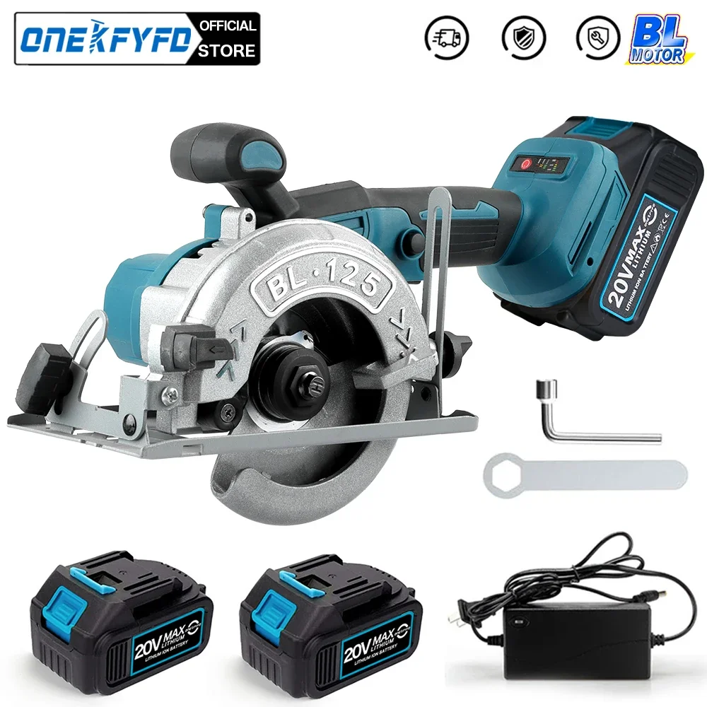 Brushless Circular Saw 125mm Cordless Electric Saw Adjustable Wood Cuttiing Machine Handheld Woodworking Saw for Makita Battery