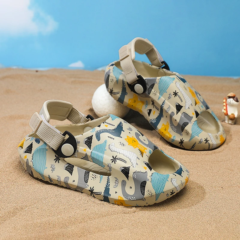 Summer Shoes for Children Casual EVA Clogs Kids Sandals Fashion Printed Beach Shoes Boys Girls Open-toe Outdoor Slippers