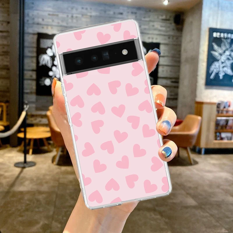 Gold Pink Rose Glitter Hearts Shockproof Soft TPU Transparent Phone Case
