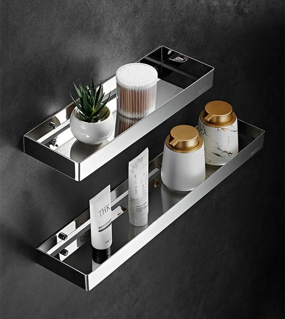 Punch-free Space aluminum Black Bathroom Shelves Kitchen Wall