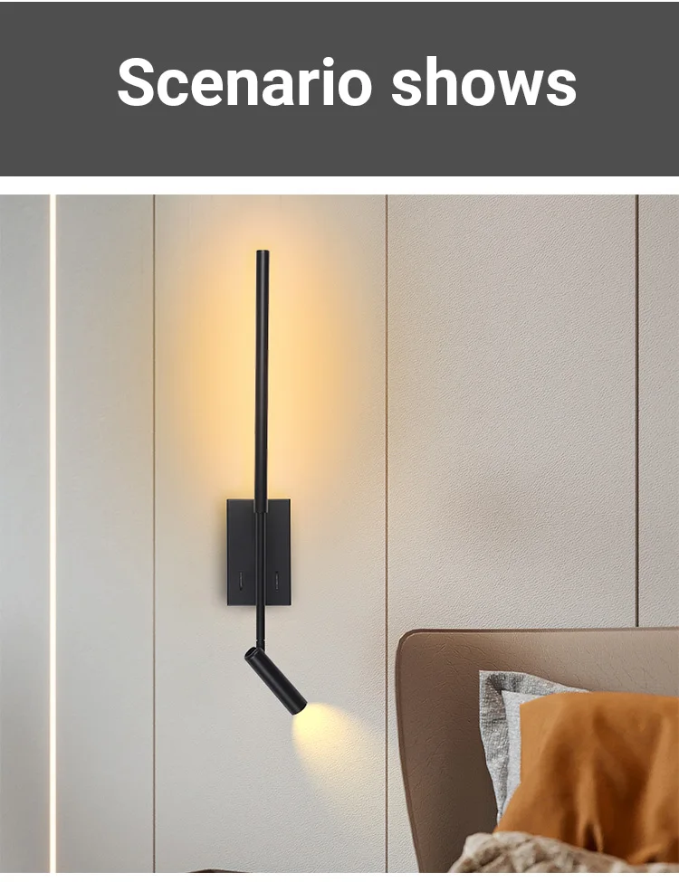 modern wall lights Nordic simple Bedroom bedside wall lamp Long Wall Light For Home Bedroom Living Room Surface mounted Sofa background lighting wall lights indoor