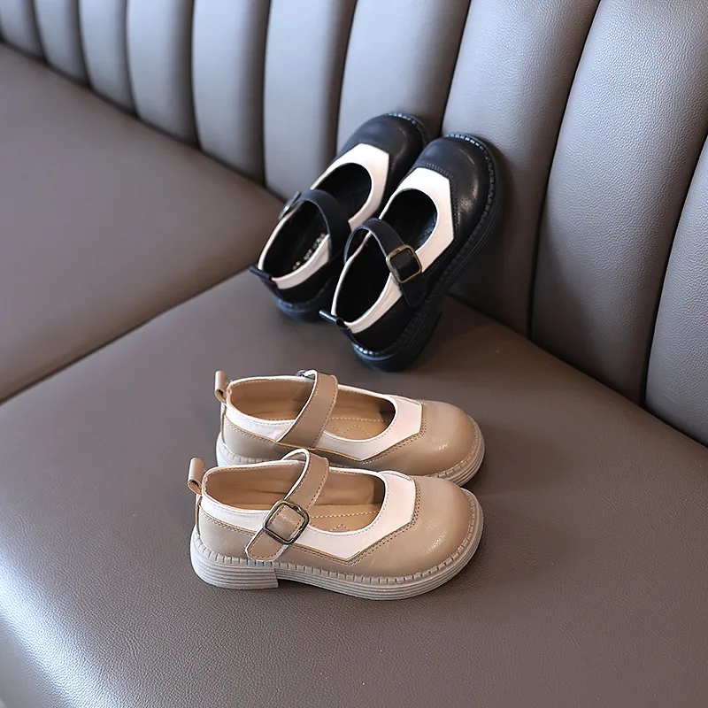 2022 Spring New Korean Style Boys Retro Assorted Fashion Round-toe Kids Hook & Loop School Girls