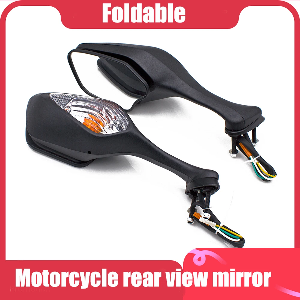 1 Pair Motorcycle Rearview LED Turn Signal Side Mirrors Black For 2008-2013 Honda CBR1000RR CBR 1000RR 2010-2012 VFR1200 VFR1200