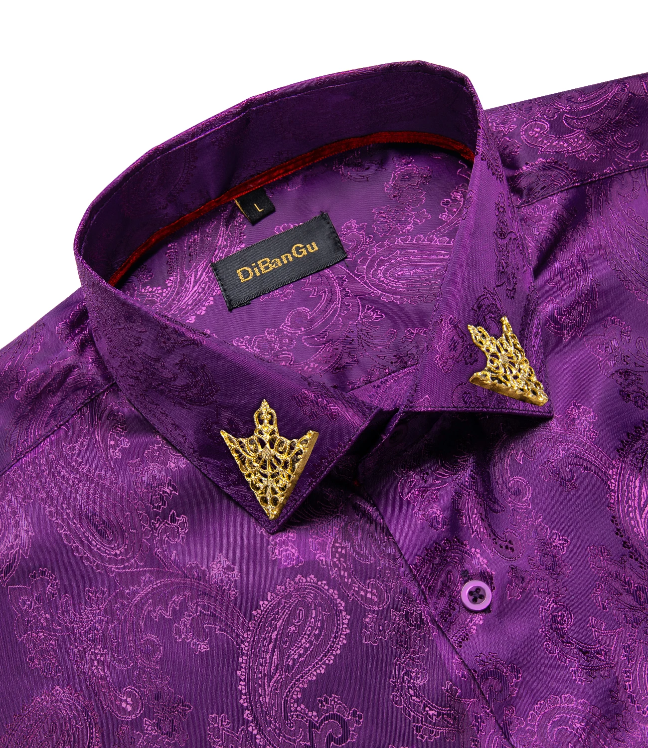Fashion Purple Men Shirt Party Shirts For Man Wedding Solid Turn-down Collar camisas de hombre Spring Autumn Male Clothing Gifts