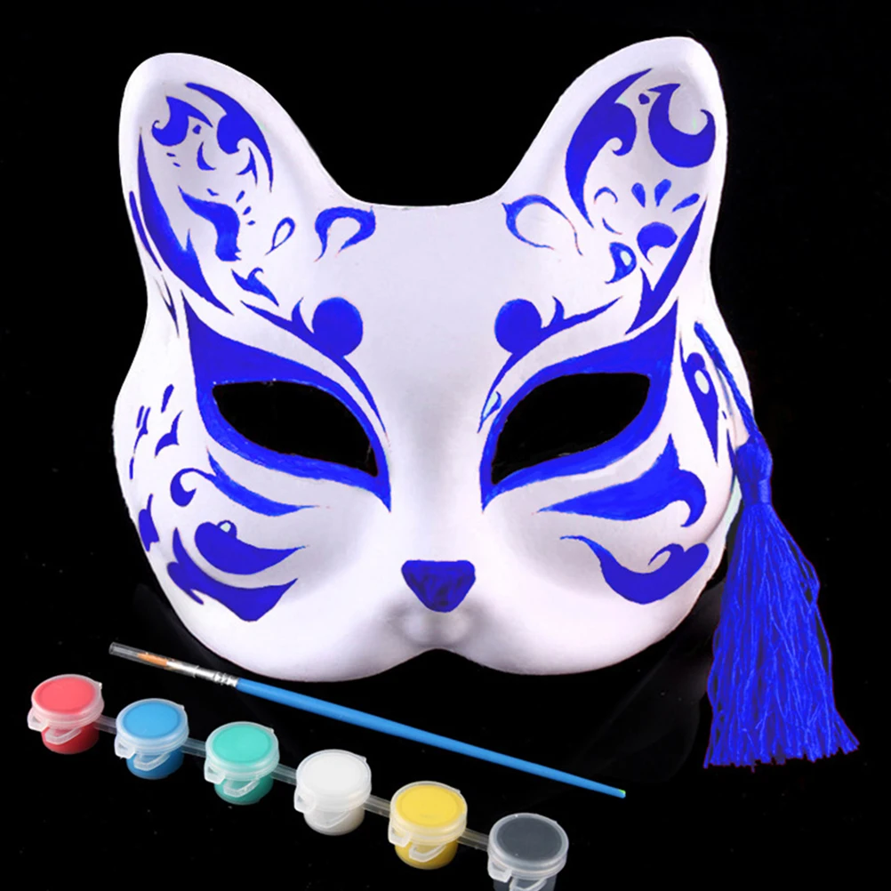 5 Pcs Therian Mask Cat Face Masquerade Halloween Masks Adults Blank