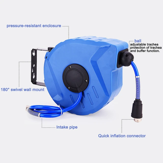 10M 8*12mm Automotive Air Hose Reel Gas Drums Pneumatic Hose Yarn Clamping  Tube Retractable Reel Telescopic Drum
