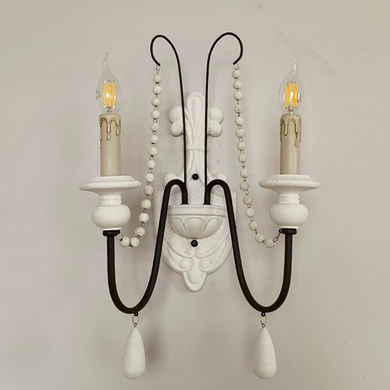 Vintage Wall Lamp Wood Iron Wall Light Loft Bedroom Bedside Living Room Nordic Miroir Lights Indoor Home Decor Lamp Fixture