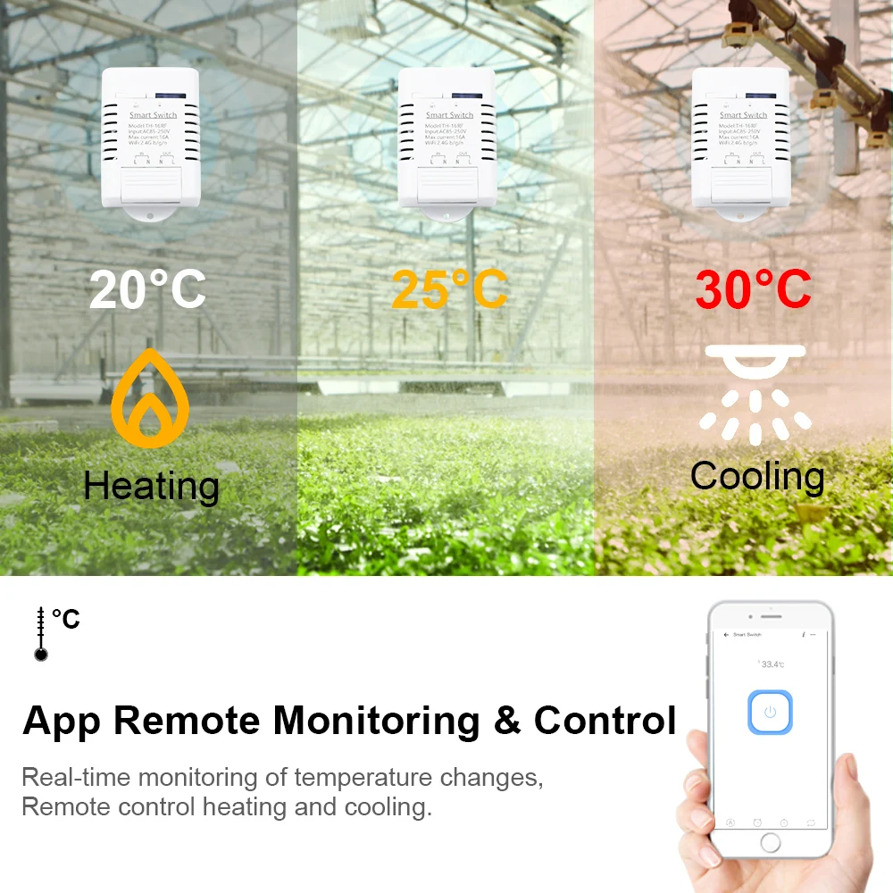 Tuya Ewelink Th16 Wifi Smart Switch Monitoramento Remoto Sensor de Temperatura 16a 3000w para Alexa Google Home - Image 3