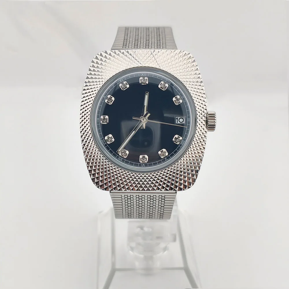 NH35 Watch Men Watch with Metal Texture 36.5mm Stainless Steel Acrylic Glass Waterproof Case 28.5mm dial fit Automatic Movement