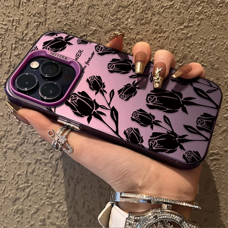 Retro Art Black Rose Hard Phone Case