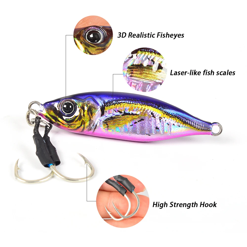 TOLU 60g 80g 3D Printing Metal Fishing Hard Bait lure Slow Jig Head 5  colours With Hooks Lifelike Scale 3D Fisheyes - AliExpress