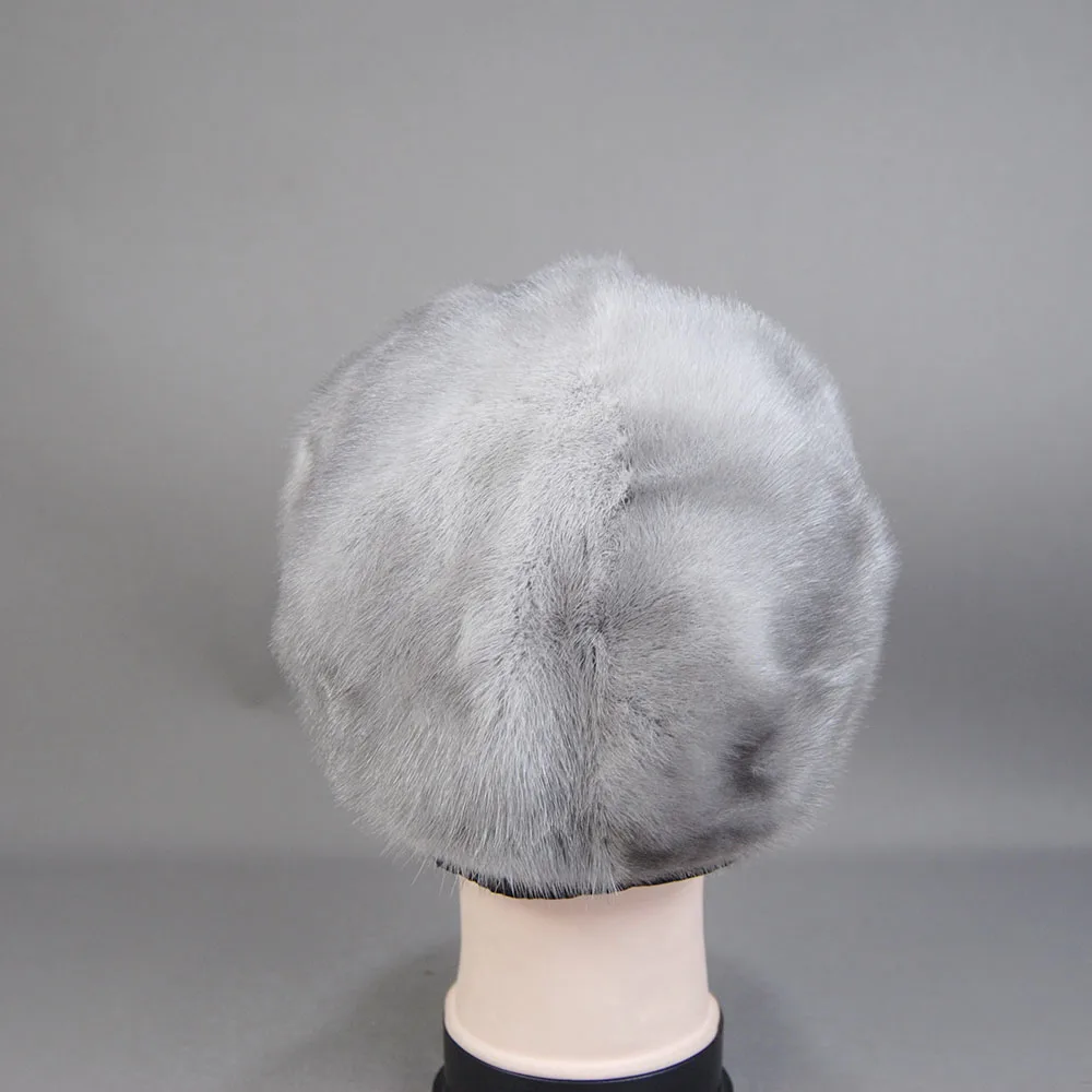 Winter Baseball Hat Women Full Pelt Real Mink Fur Hats Lady Luxury Warm Natural Mink Fur Visors Caps Female Fashion Hat