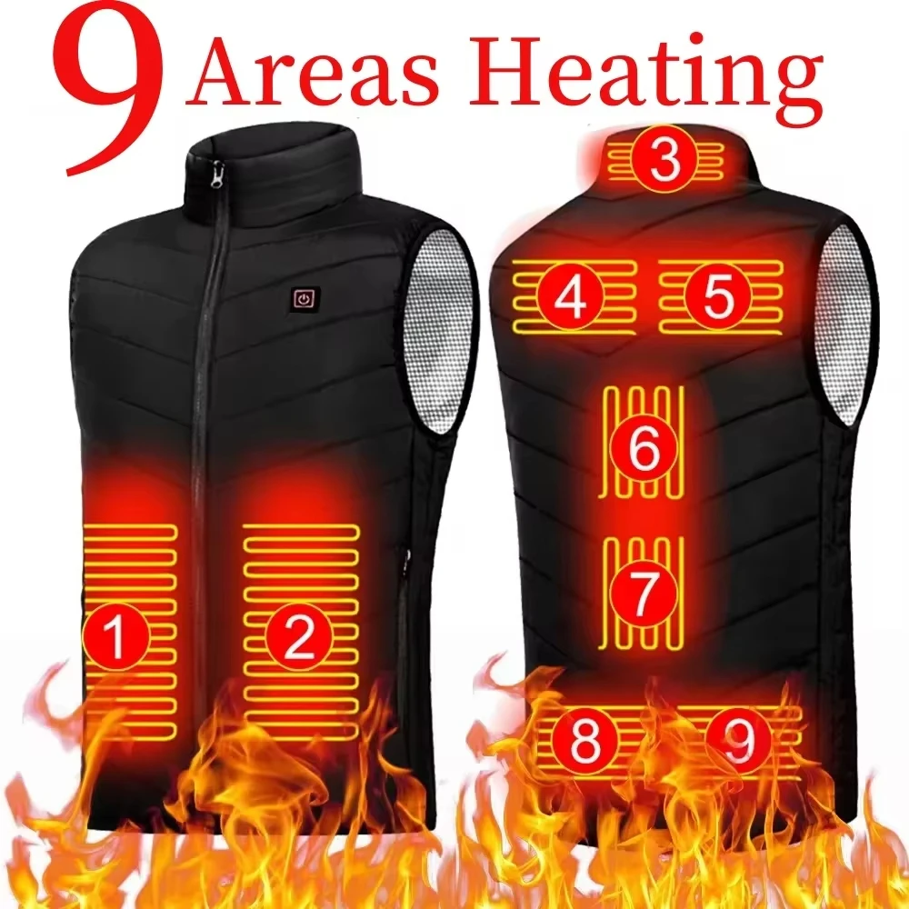 Heated Jacket 21/9 Areas Heated Winter Men Women Electric Usb Heater Camping 6XL
