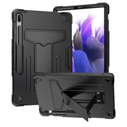 Rugged Shockproof Tablet Case with S Pen Holder for Tab S9 Plus 12.4inch (Black)