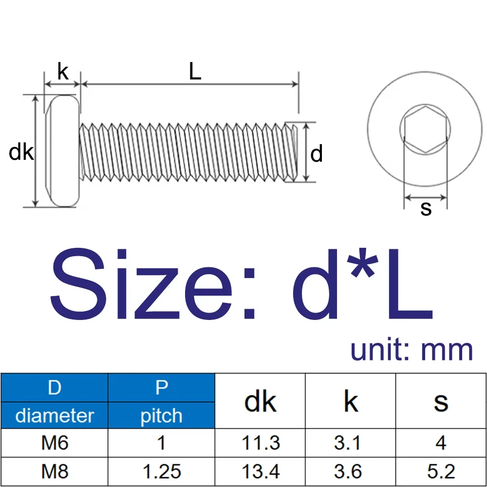 6/12pcs M6 M8 Color Zinc Plated Carbon Steel Hypotenuse Flat Head Hex Socket Hexagon Drive Screw Bolt Down Side Furniture Screw