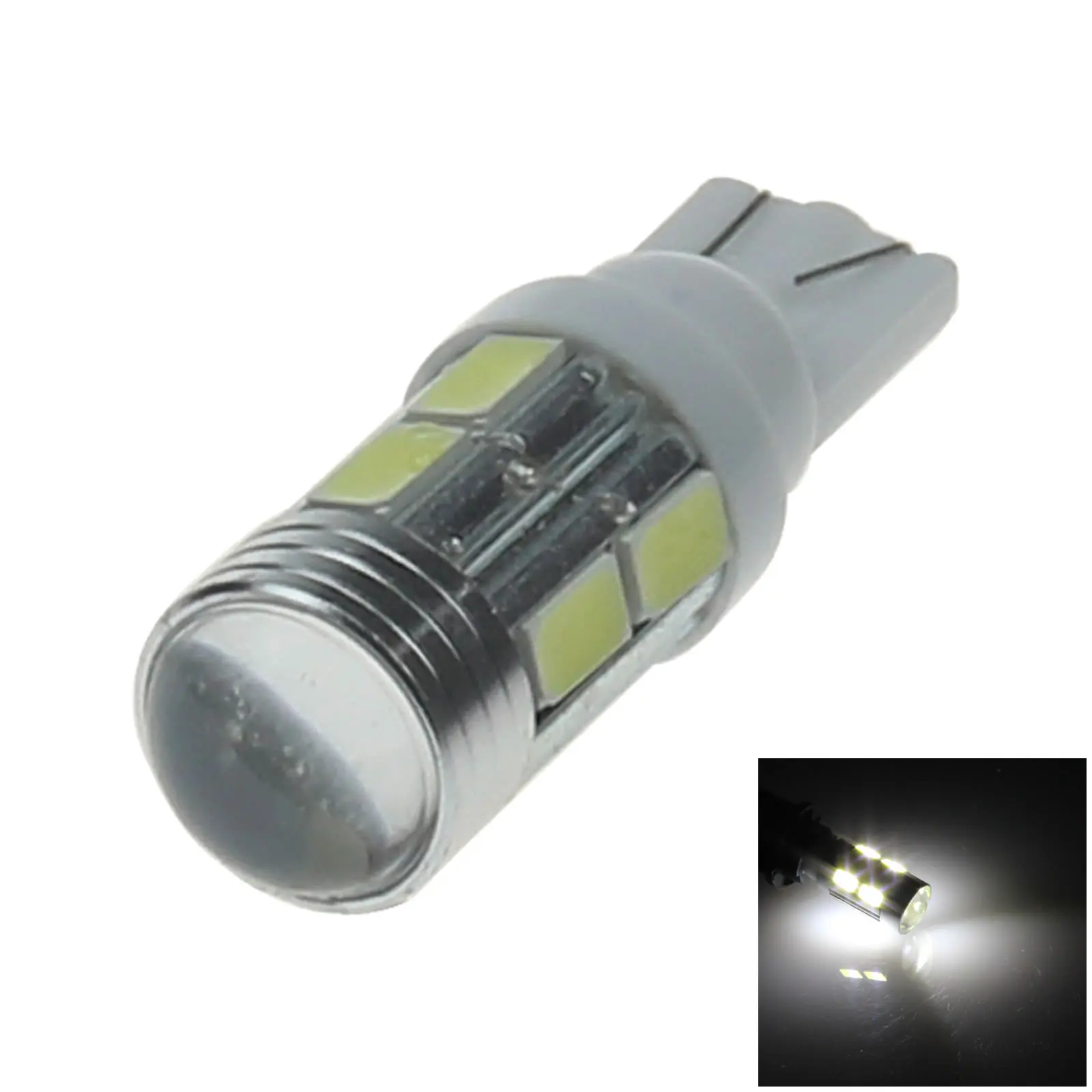 

1x White Auto T10 W5W Turn Signal Light Wedge Lamp Lens 10 Emitters 5630 SMD LED 194 259 2525 A061