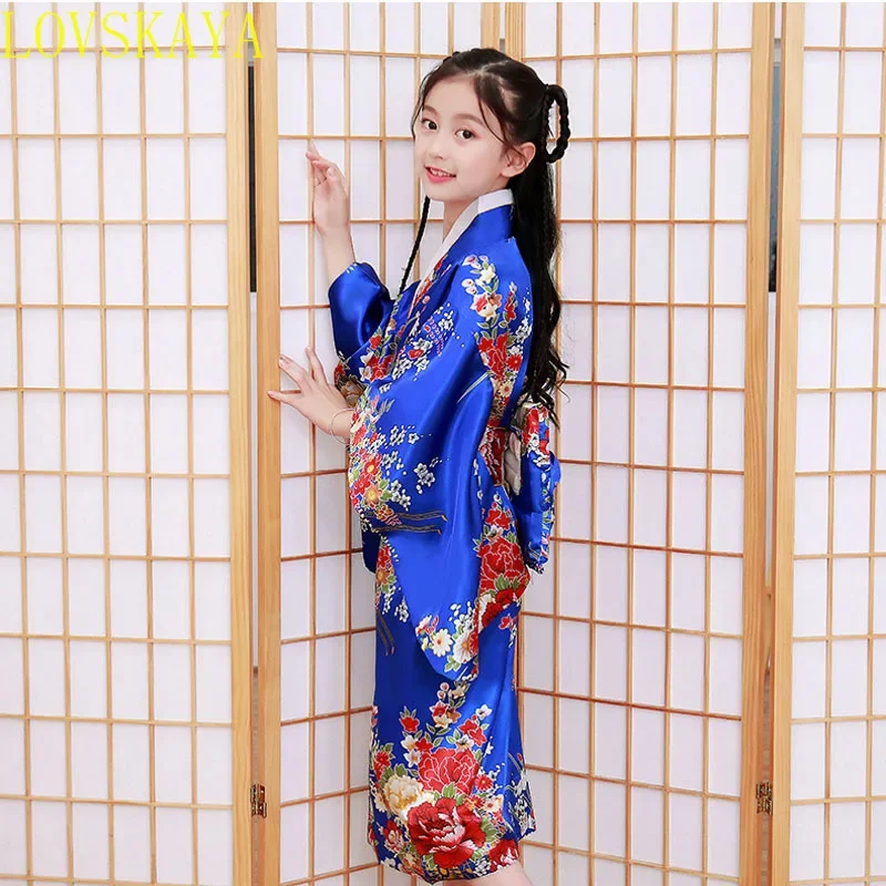 Cute Girl, Japanese Ethnic Style Kimono And Dance Dress, Retro Printed Flower Stage Show Costume