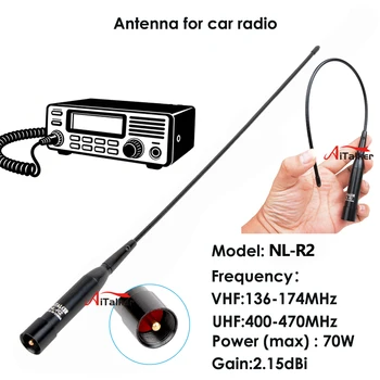Antenna Radio Mobile NL-R2 Dual Band 144/430MHz 2.15/3.0dBi ad Alto Guadagno per Auto, PL259 per Stazioni Radioamatoriali, Compatibile con Yaesu ICOM