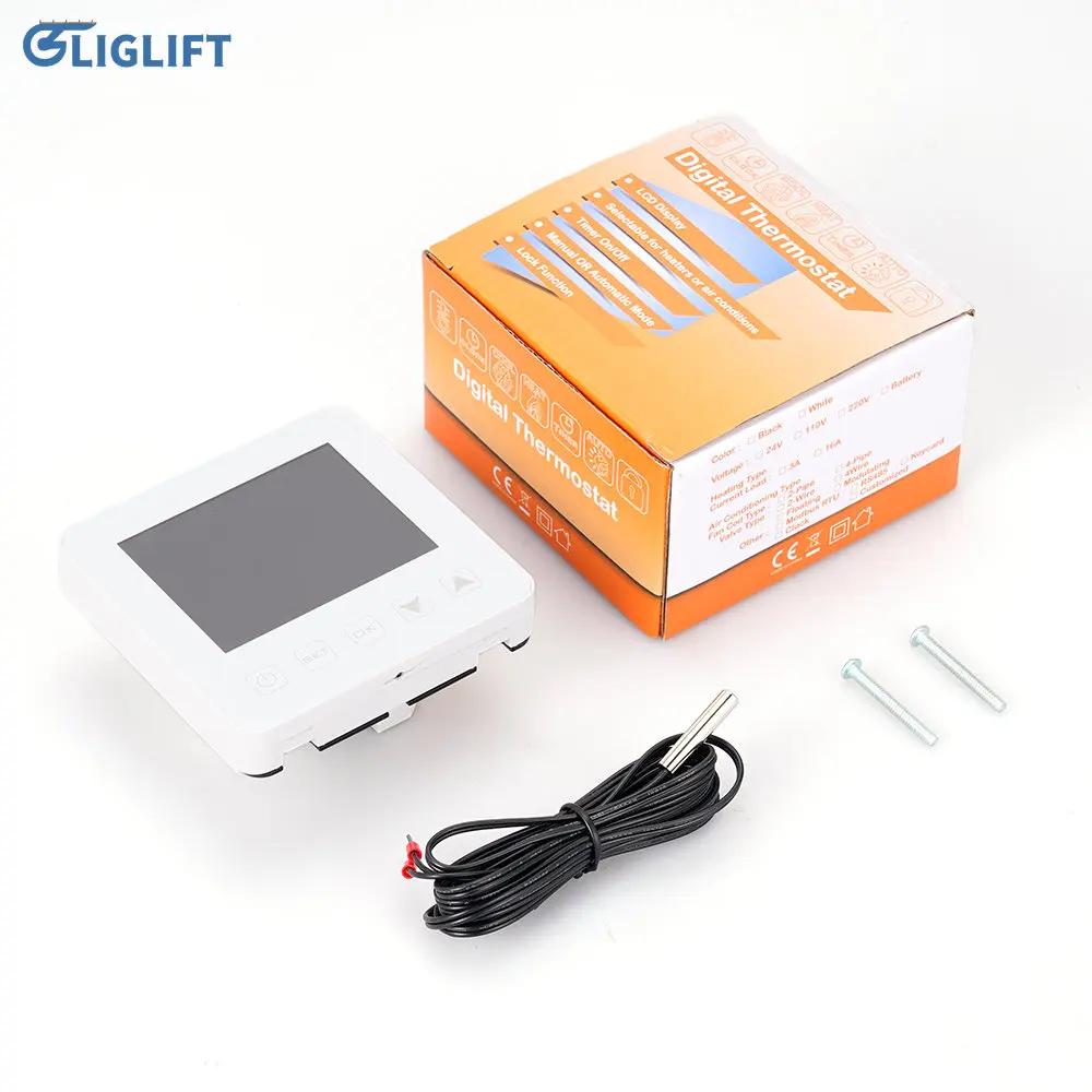 

WIFI Digital Control Temperature Electric Heating Thermostat Switch Thermometer Sensor LCD Display Floor Heating Indoor Outdoor