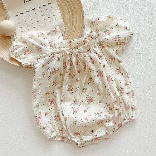 Summer Infant Baby Girls Jumpsuit Dot Printing Cotton Short Sleeve Toddler Baby Girl Romper 0-3Yrs Baby Girls Clothes Baby Bodysuits made from viscose  Baby Rompers