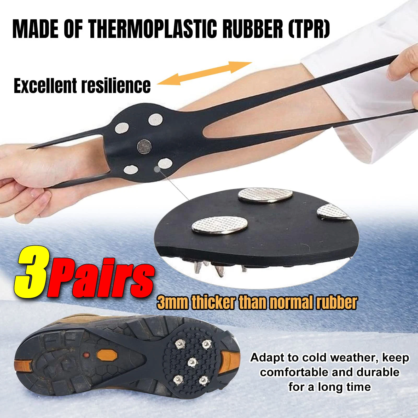 3 Pairs of Ice Claw Shoe Covers for Outdoor Ice Claw Snow Non-slip Shoe Covers Snow Non-slip Climbing Mountaineering shoe covers