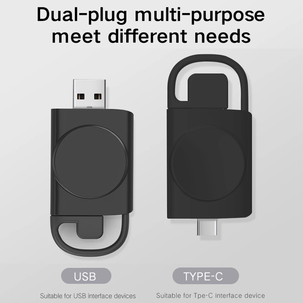 Cordless Mini USB Type-C Dual Ports Smart Watch Magnetic Induction Charger Portable Wireless Charging Dock Stand for 