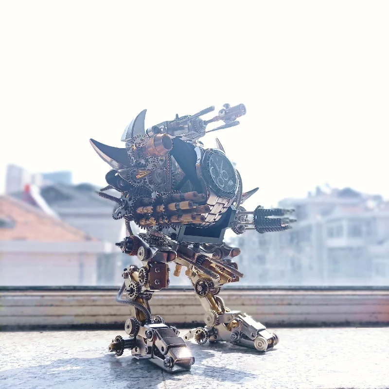 

1000pcs+ 3D DIY Watch Base Taurus Mecha Robot Creative Gift Ornament Model Kit Metal Building Block Screw Assembly