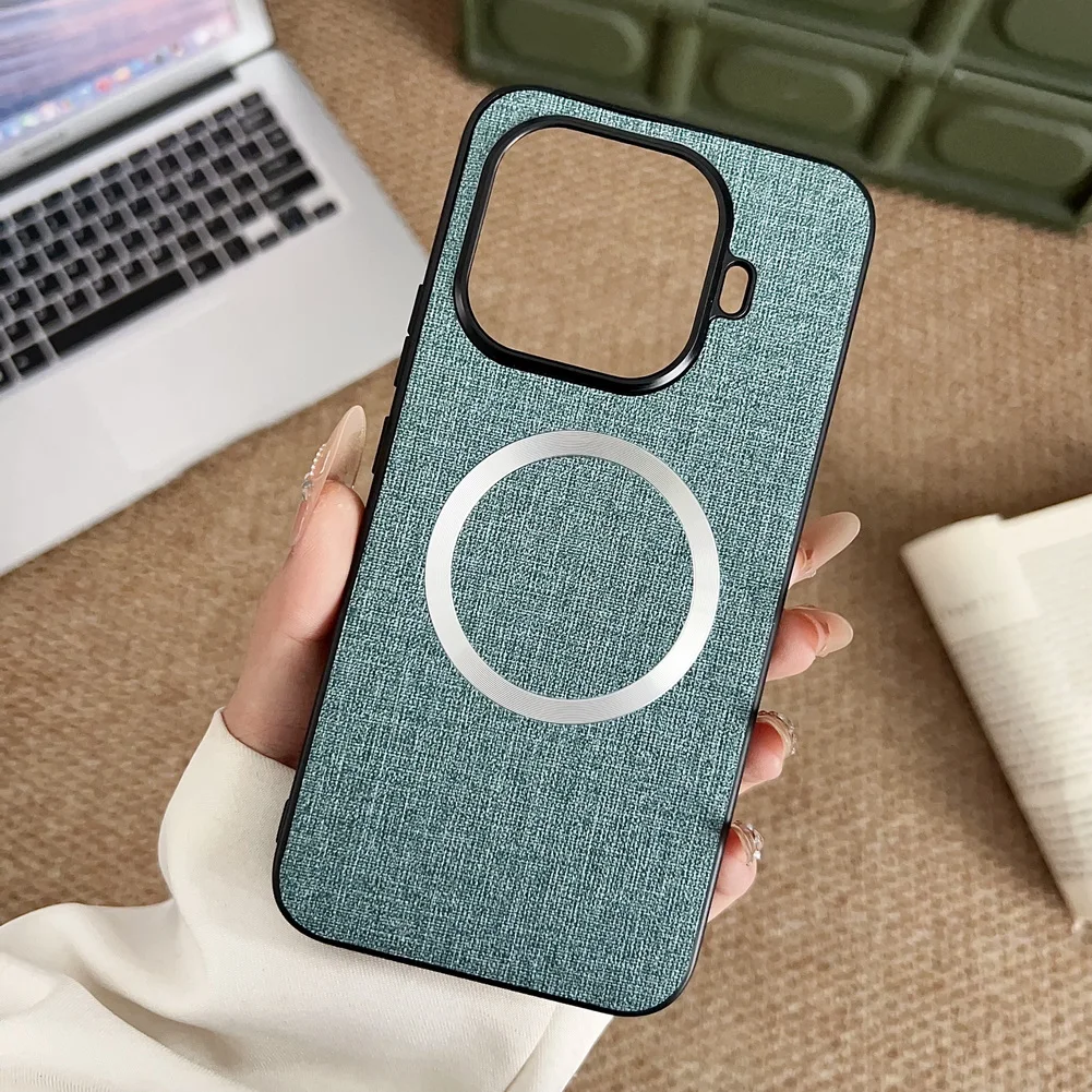 MagSafe Magnetic Leather Wireless Charging Case with Luxury Cloth Design