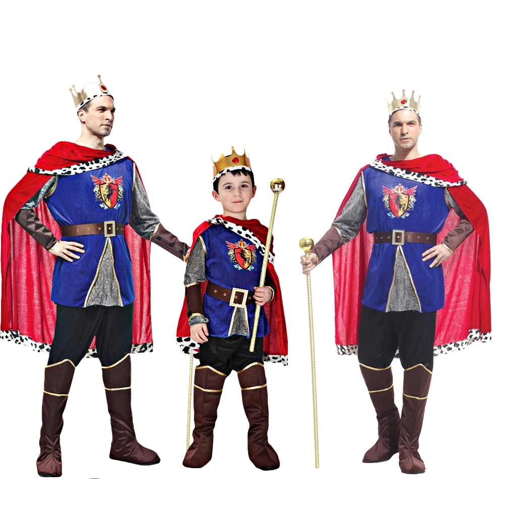 

Костюмы для косплея King, одежда идеальной формы для родителей и детей на карнавал Марди Гра, Мужской комплект короны короли Европы, без скипетра