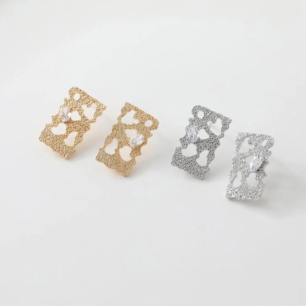 

2PCS 14*25mm 14k Gold Plated Hollow Zircon Earrings Sling for Jewelry Making Supplies DIY Hand Made Brass Accessories