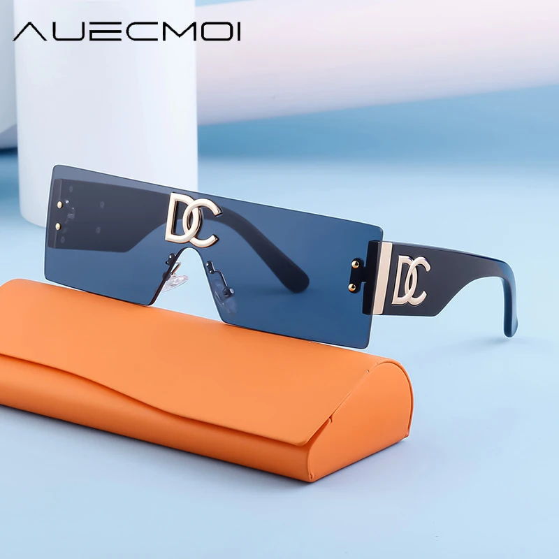 

Luxury Brand Designer Rimless Square Sunglasses Women For Men Trending Rivet Sun Glasses Fashion Vintage Punk Flat Top Shades