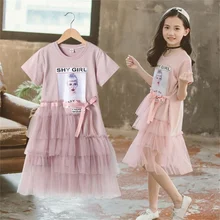 

Mesh Dress For Girls 2022 Summer Girls Dress Bow Kids Clothes Children's Dress Spring Teen Girls Clothing 4 5 6 7 8 10 12 Years
