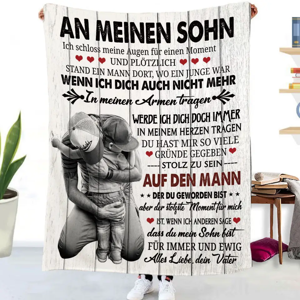 German To My Daughter Son Letter Gift HD-Decke, weiche Überwurfdecke für Zuhause, Schlafzimmer, Bett, Sofa, Picknickdecke, Kinderdecke – Detail 15