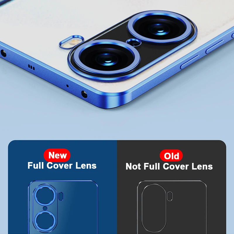 Plating Frame Transparent Matte Anti Fingerprint TPU Case For Honor 50 60 70 Pro Plus Airbag Anti-drop Full Cover Shell_voghion.com