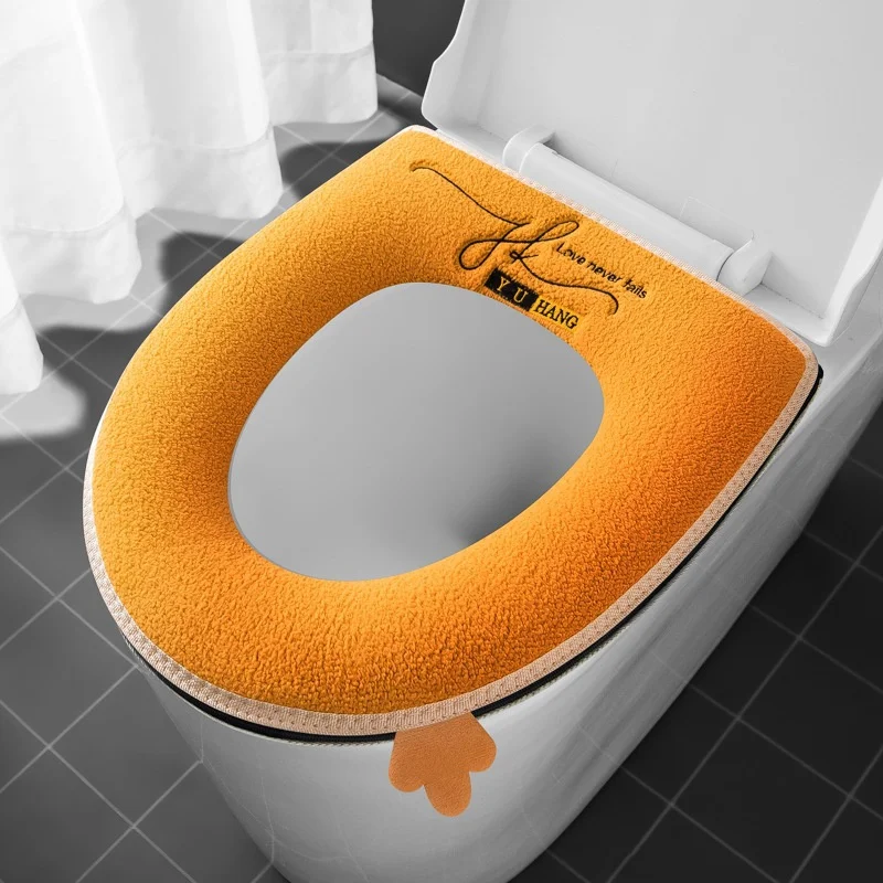 Warm Toilet Seat Covers With Zipper Lid Lifter Handle Cartoon Cat Toilet Seat Cushion Pad Stretchable Washable Toilet Seat Mats 5