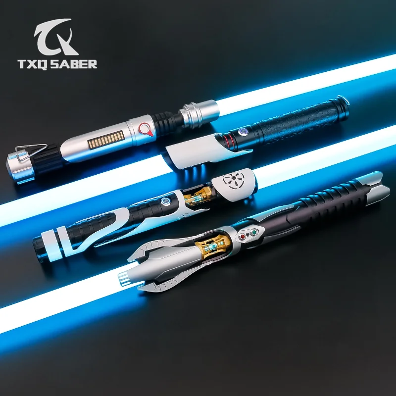 TXQSABER 부드러운 RGB 네오 픽셀 광선검, 금속 칼자루, 무거운 결투 레이저 검, 색상 변경, 사운드폰트, 어린이 장난감, 1 인치 블레이드